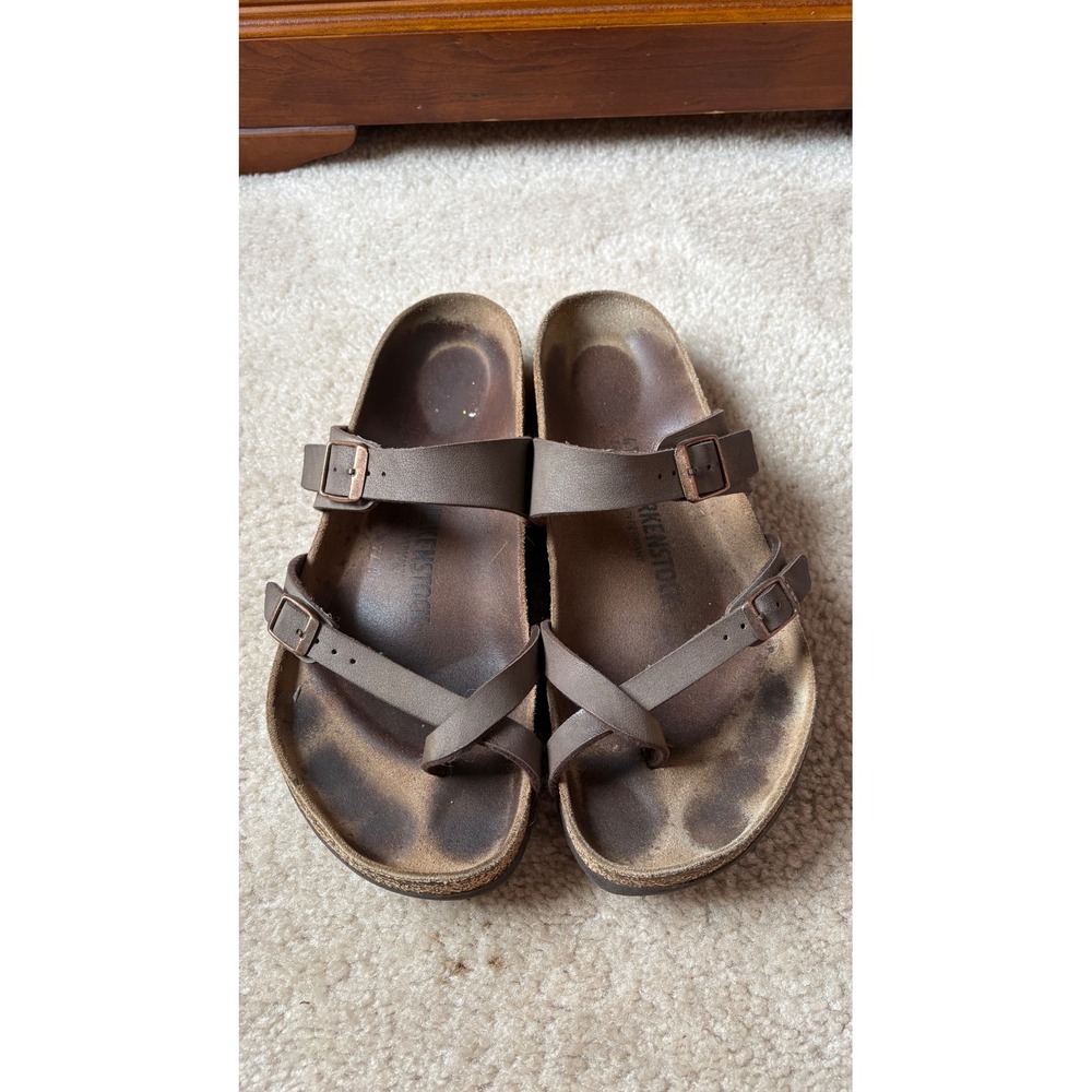 Birkenstock Mayari Mocha Brown Birko-Flor Toe Loop Sandals Womens 41 L10 M8